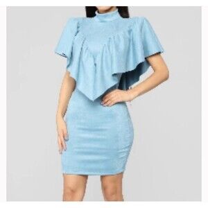 Nwt fashion nova You can’t suede me Light Blue Bodycon Mini Dress